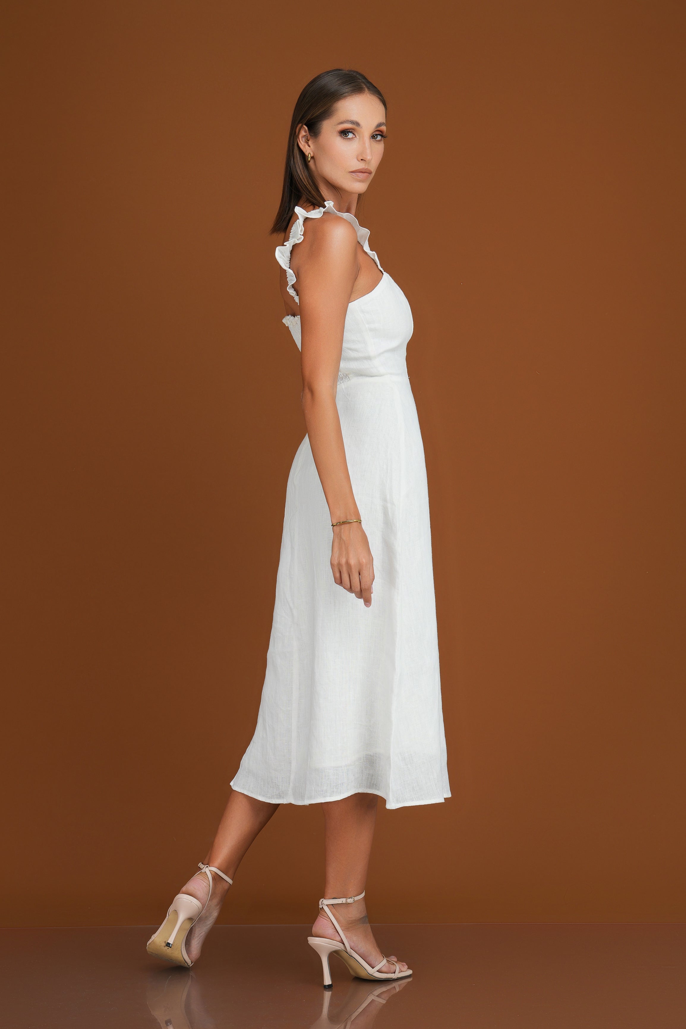 Aleena Midi Linen Dress - Ysanne Aleena Midi Linen Dress - Ysanne