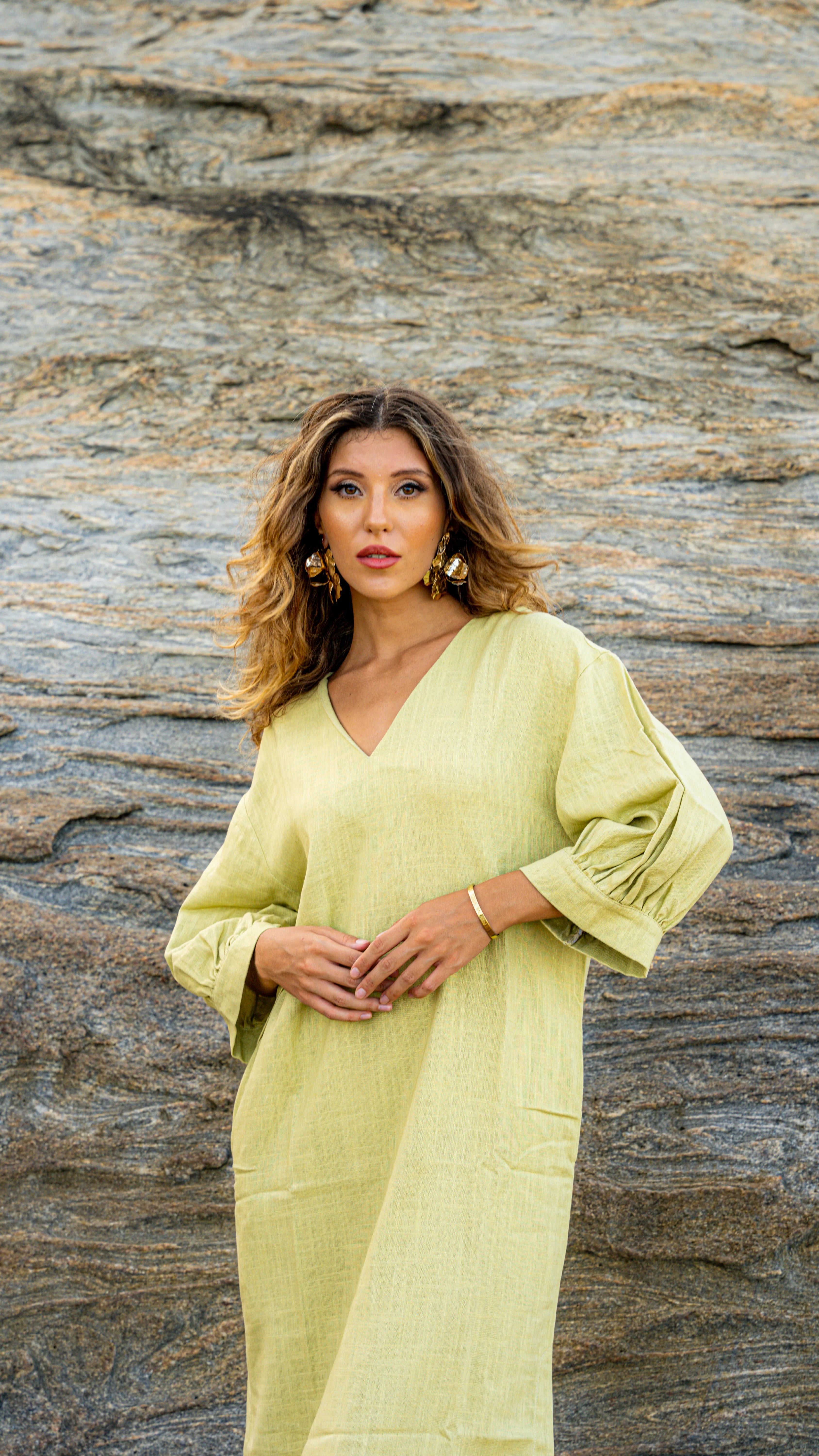 Sage Midi Linen Dress