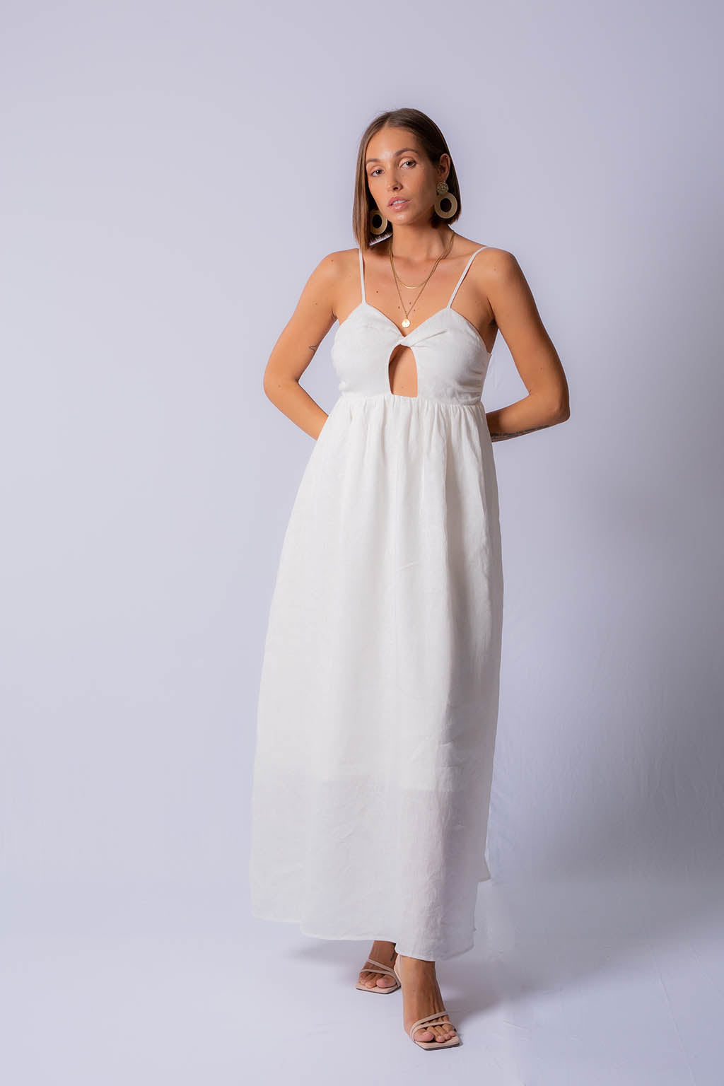 Sophia Linen Twist Maxi Dress