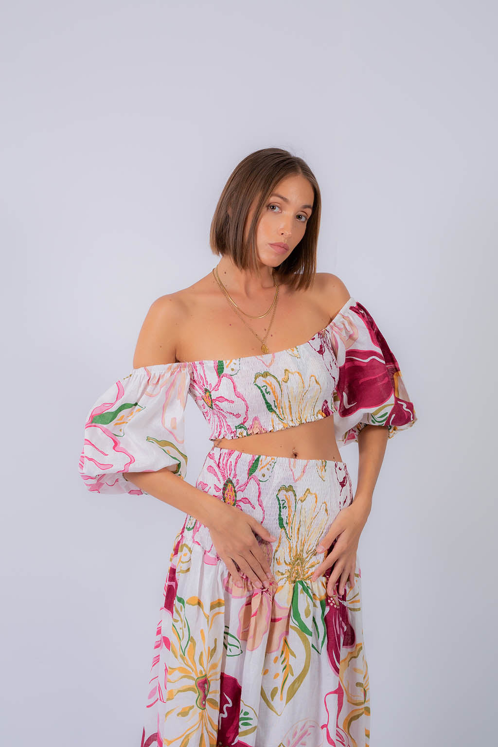 Maria Linen Printed Two Piece Set