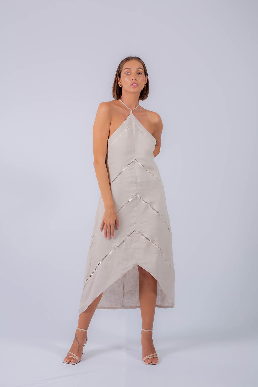 Sahara Halter Neck Linen Midi Dress