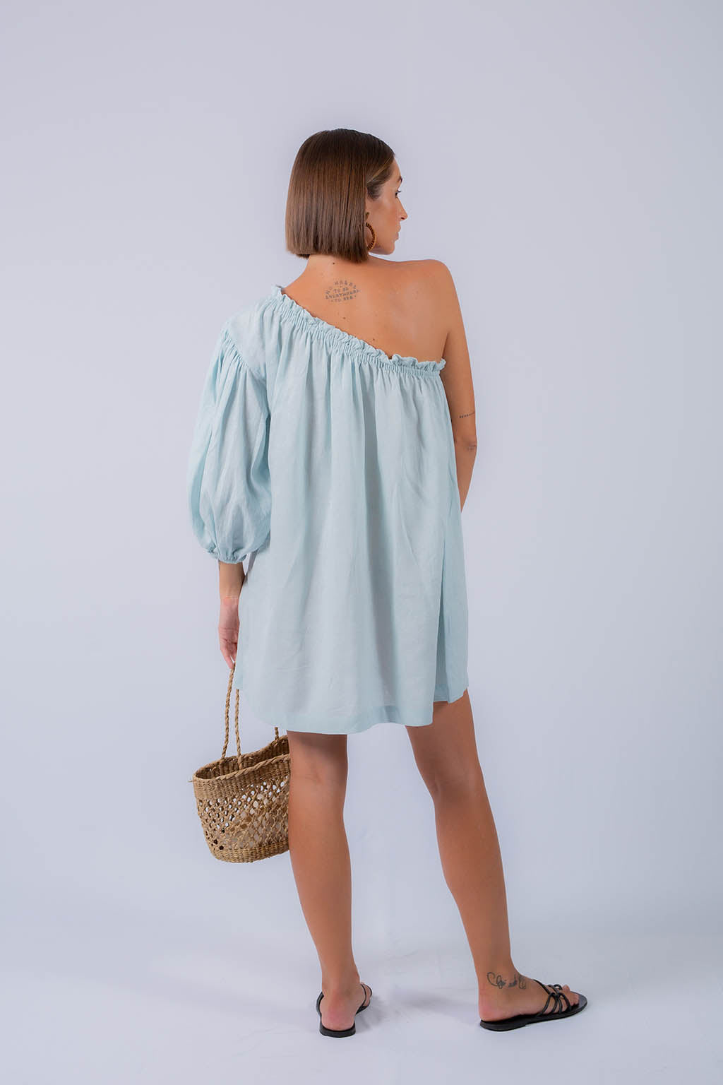Skye One Shoulder Linen Mini Dress