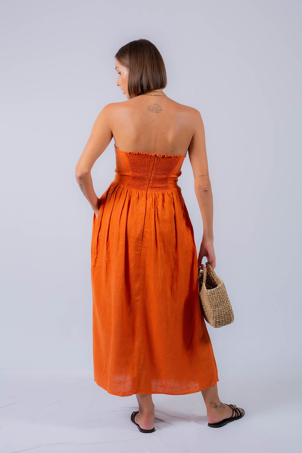 Fettuccine Midi Linen Dress