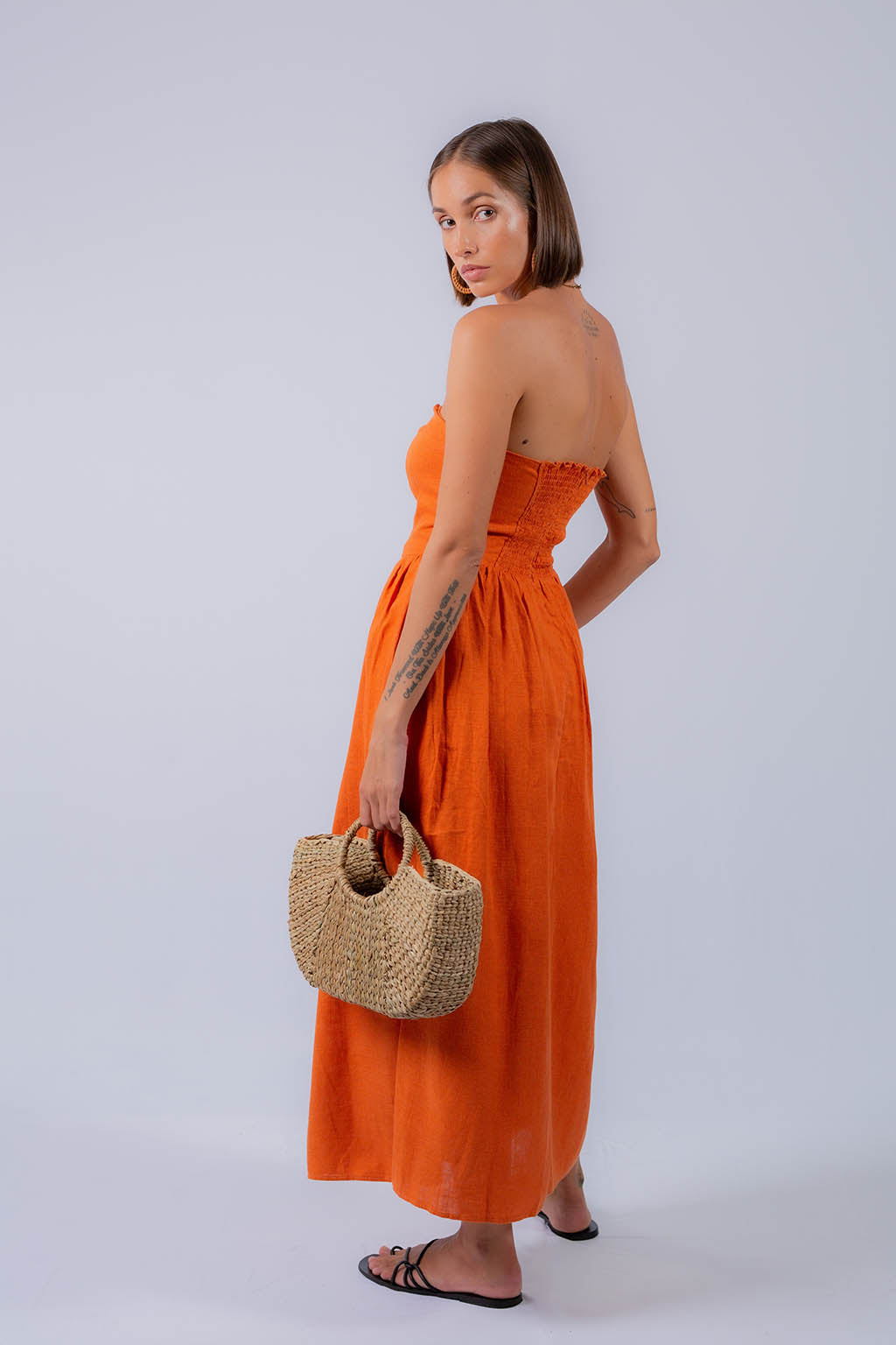 Fettuccine Midi Linen Dress