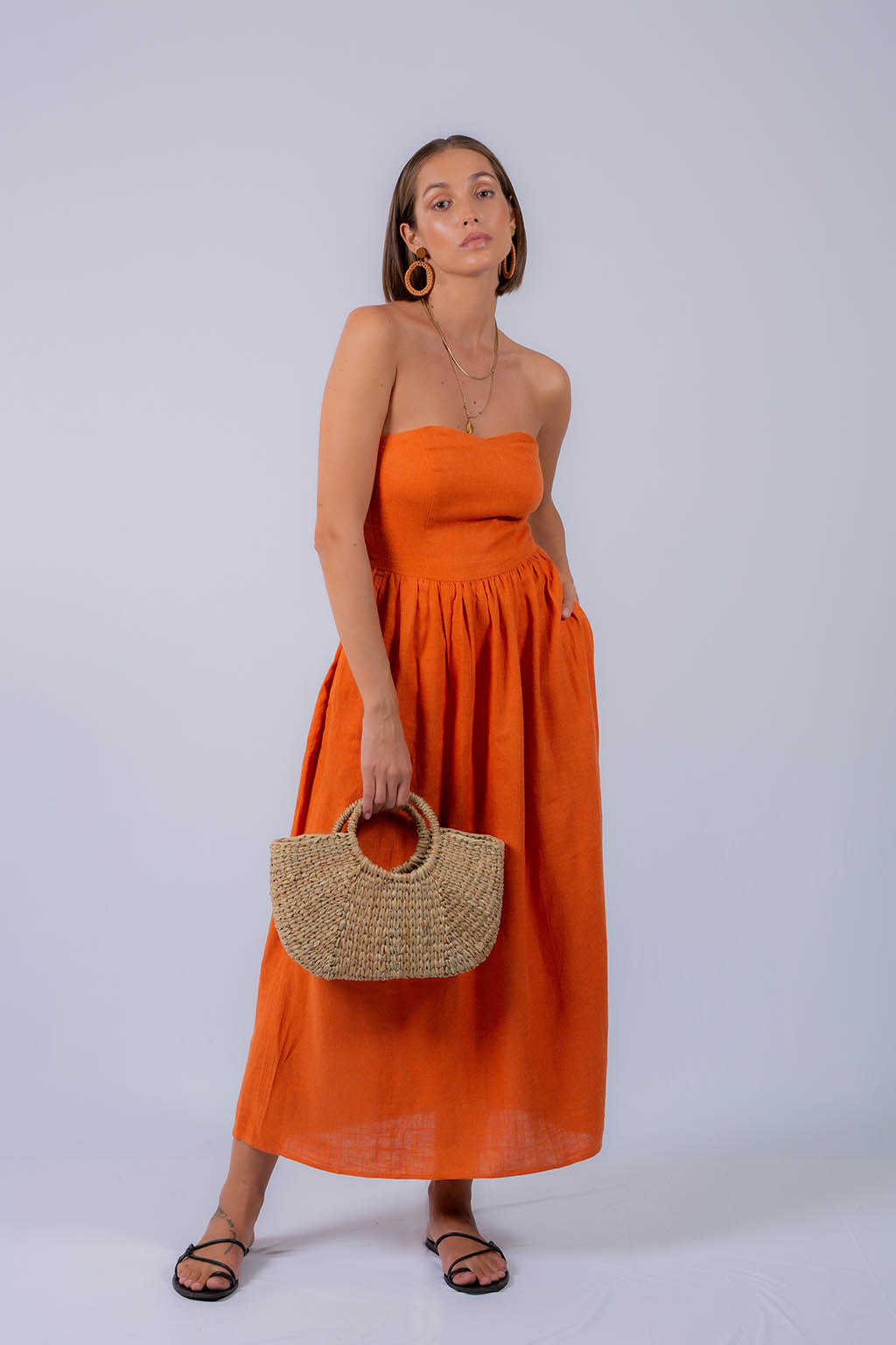 Fettuccine Midi Linen Dress