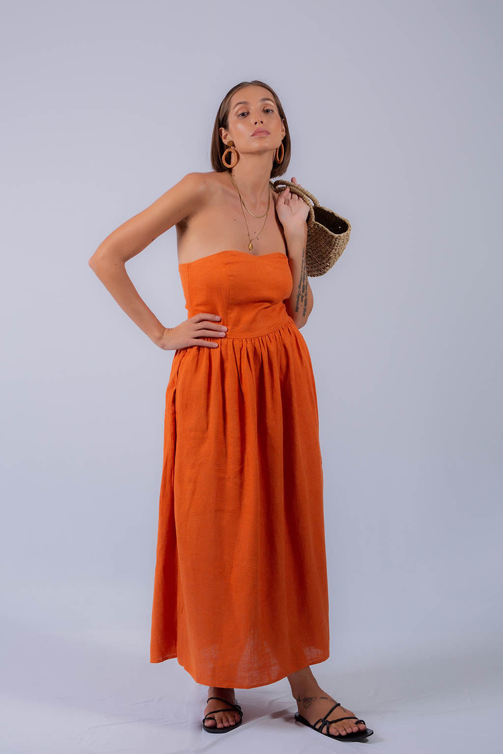 Fettuccine Midi Linen Dress