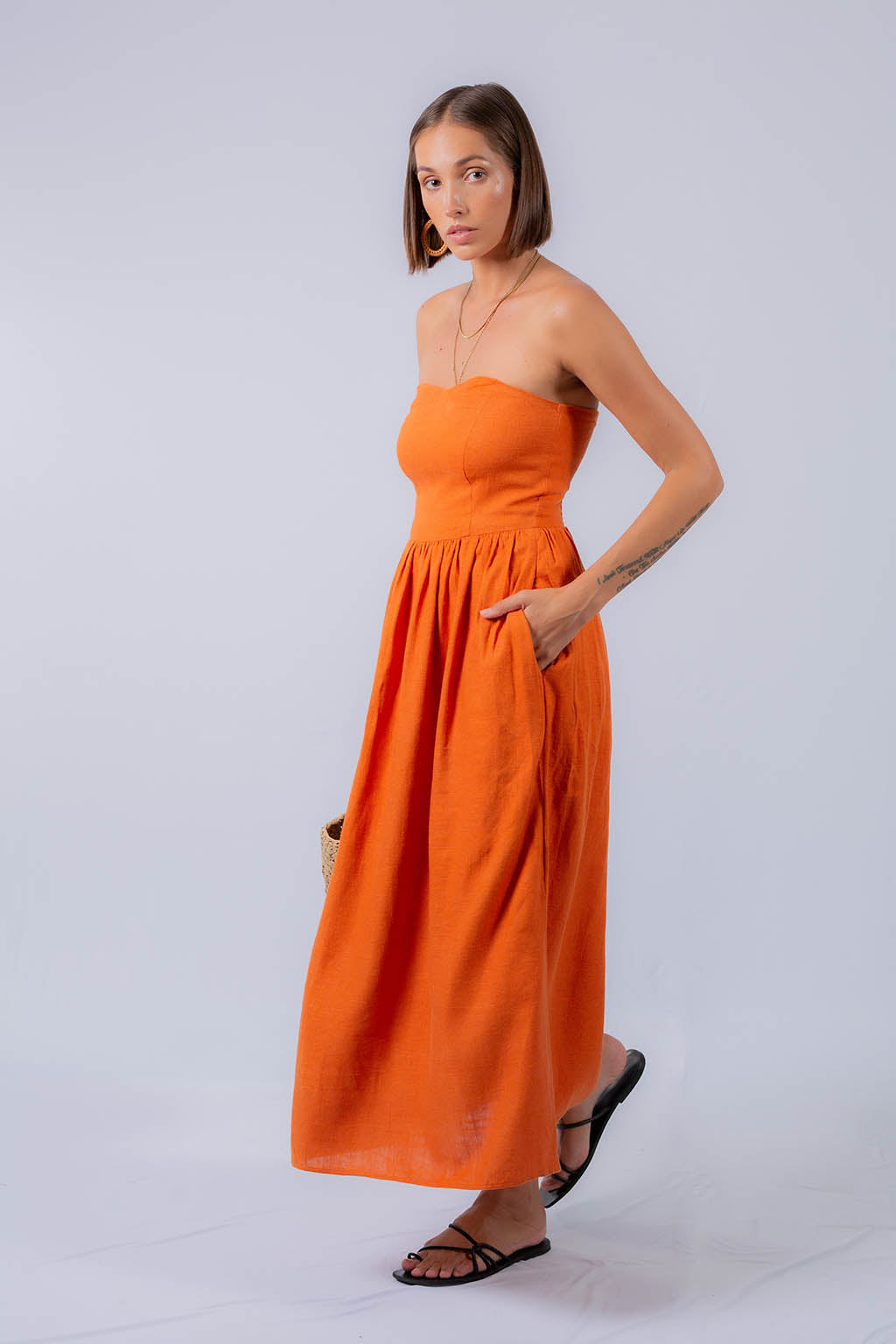 Fettuccine Midi Linen Dress