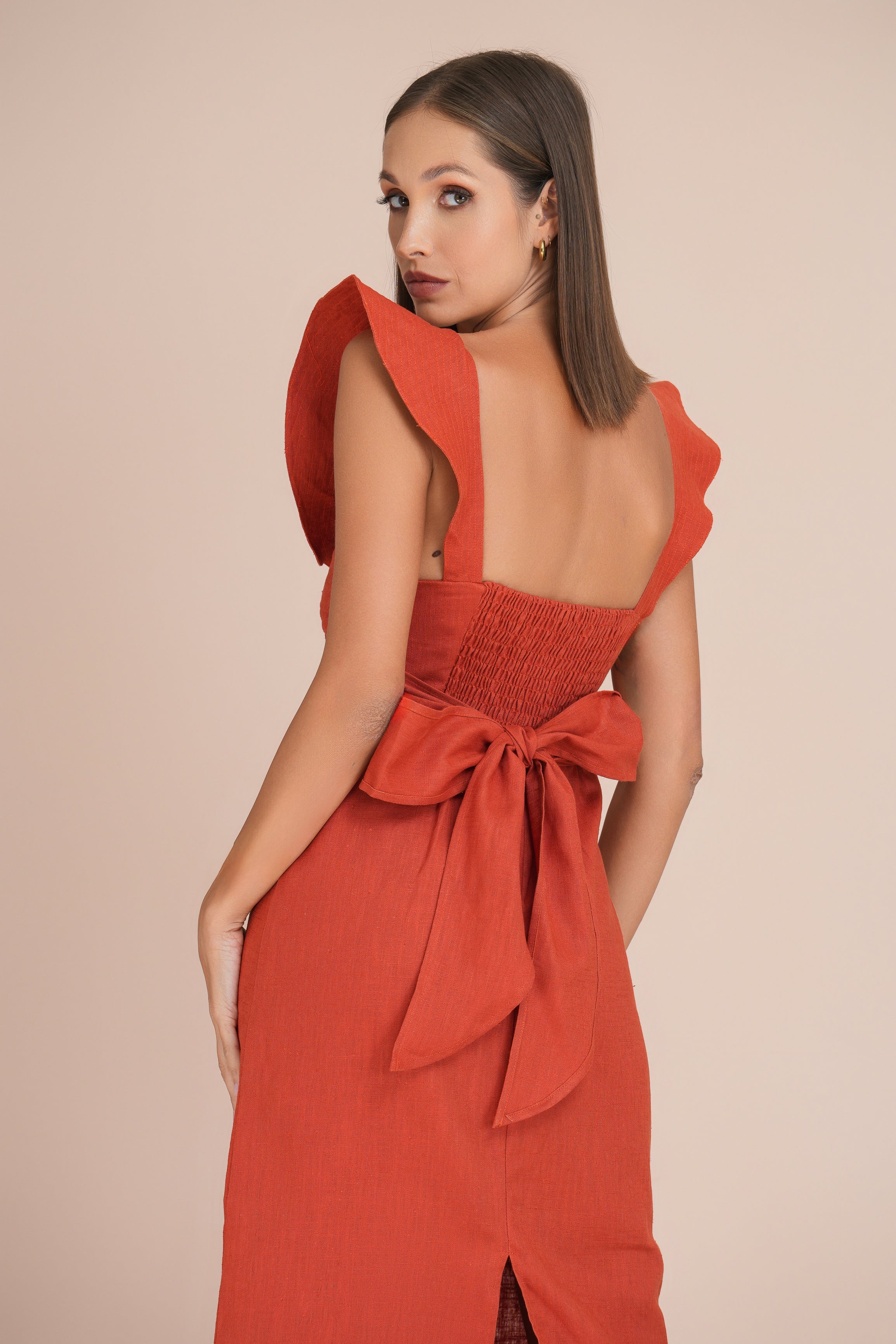 Aaliyah Midi linen Dress