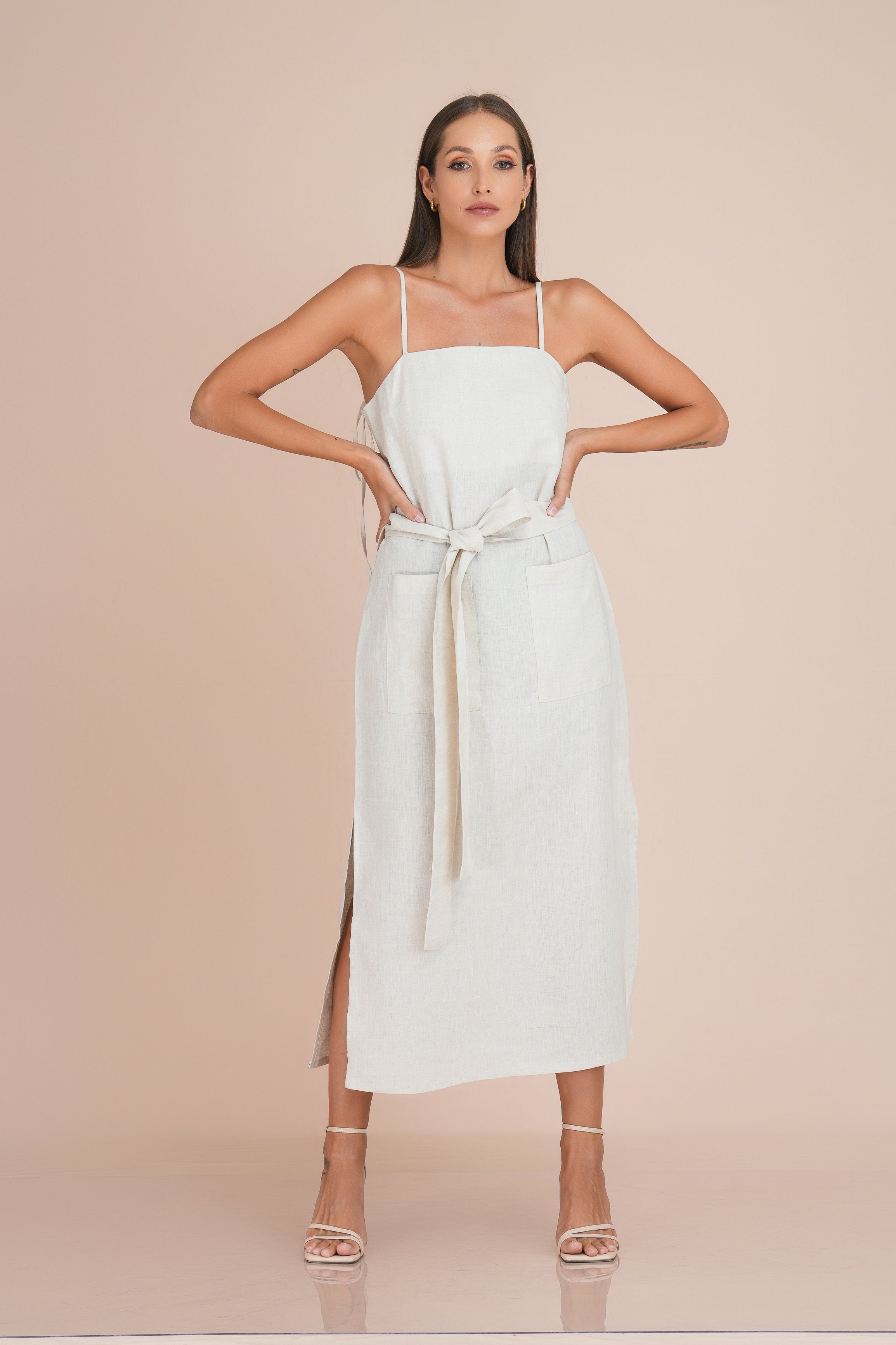 Brooklyn linen maxi shift dress