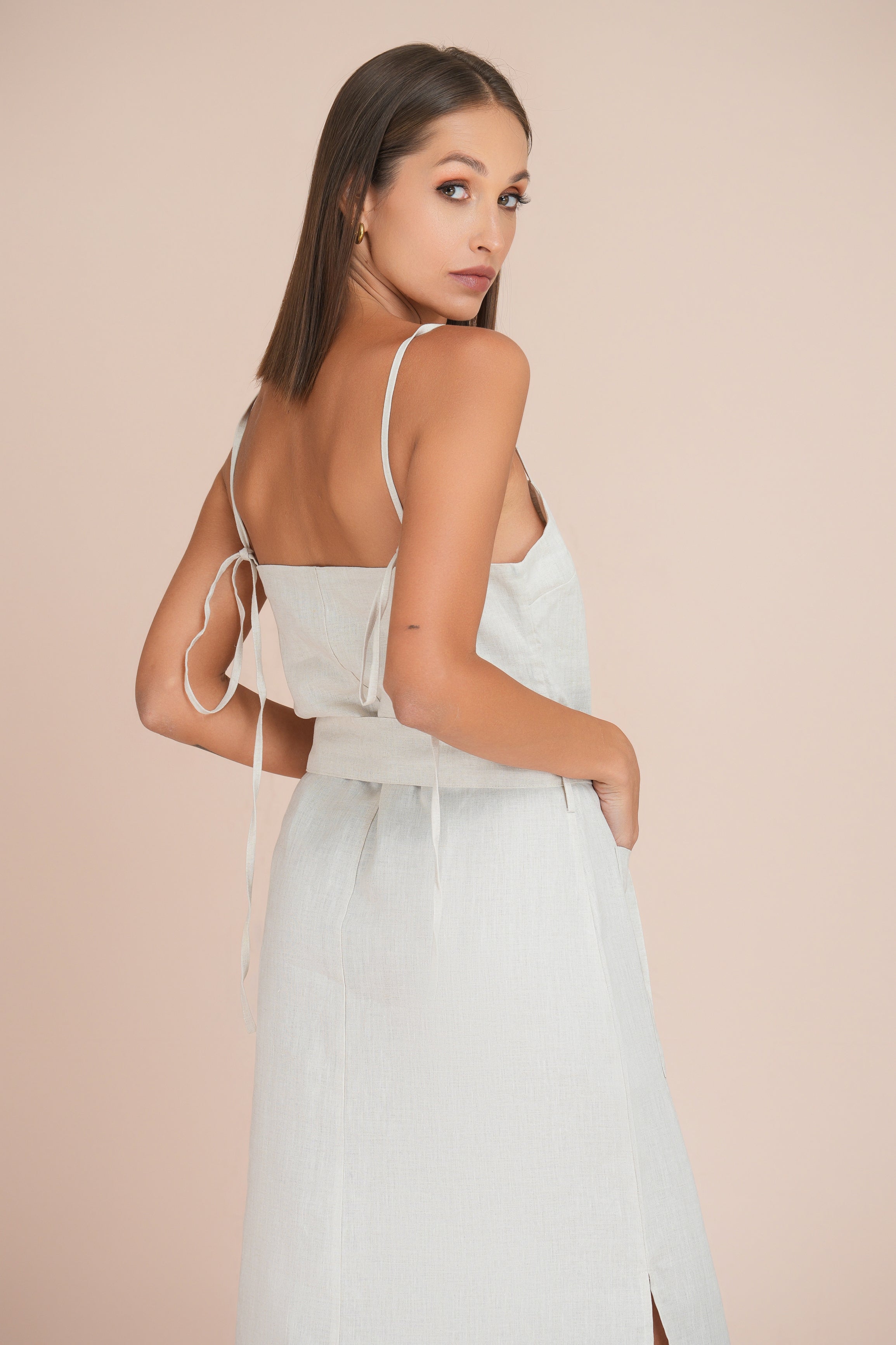 Brooklyn linen maxi shift dress