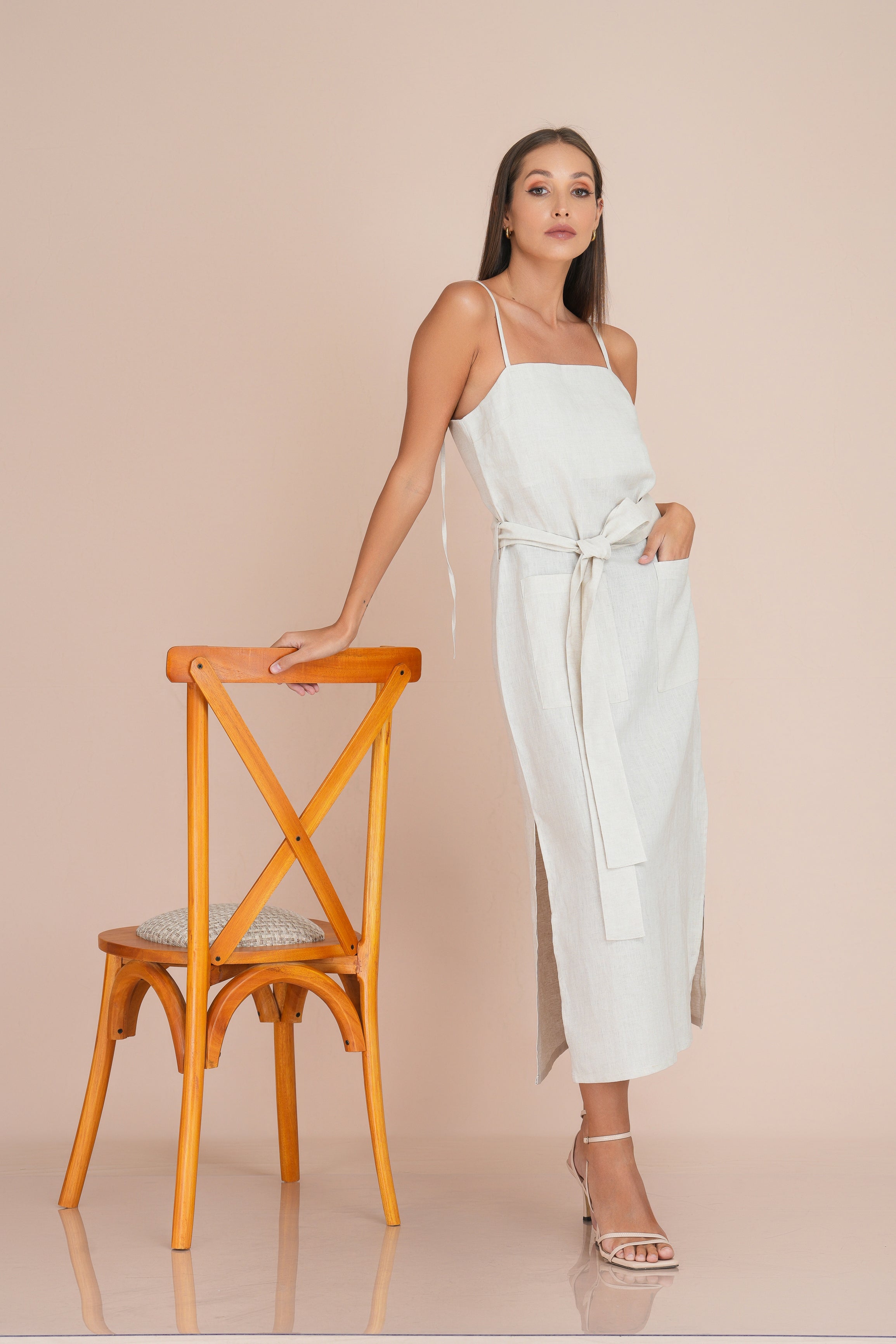 Brooklyn linen maxi shift dress