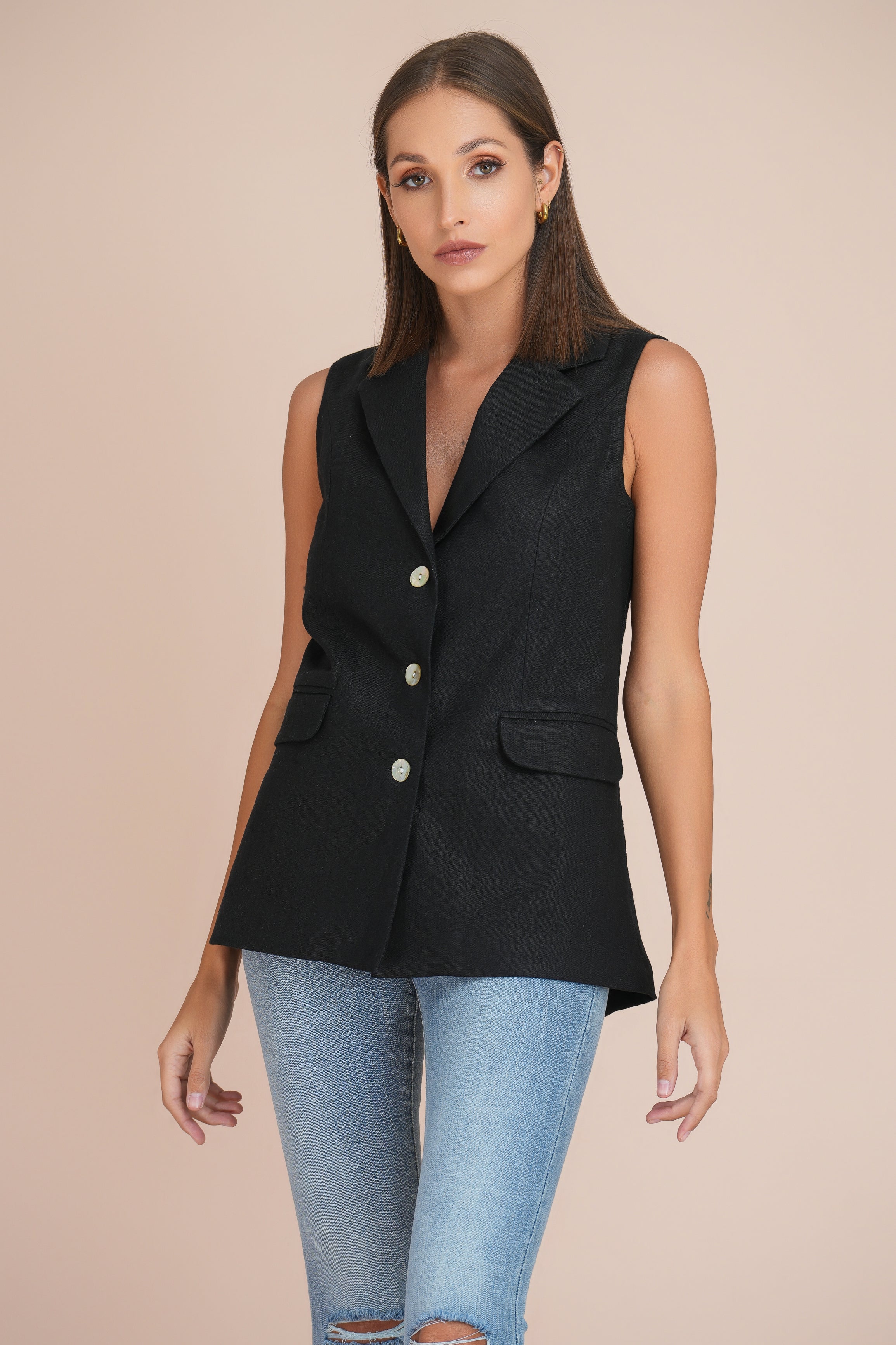 Nora linen sleeveless jacket