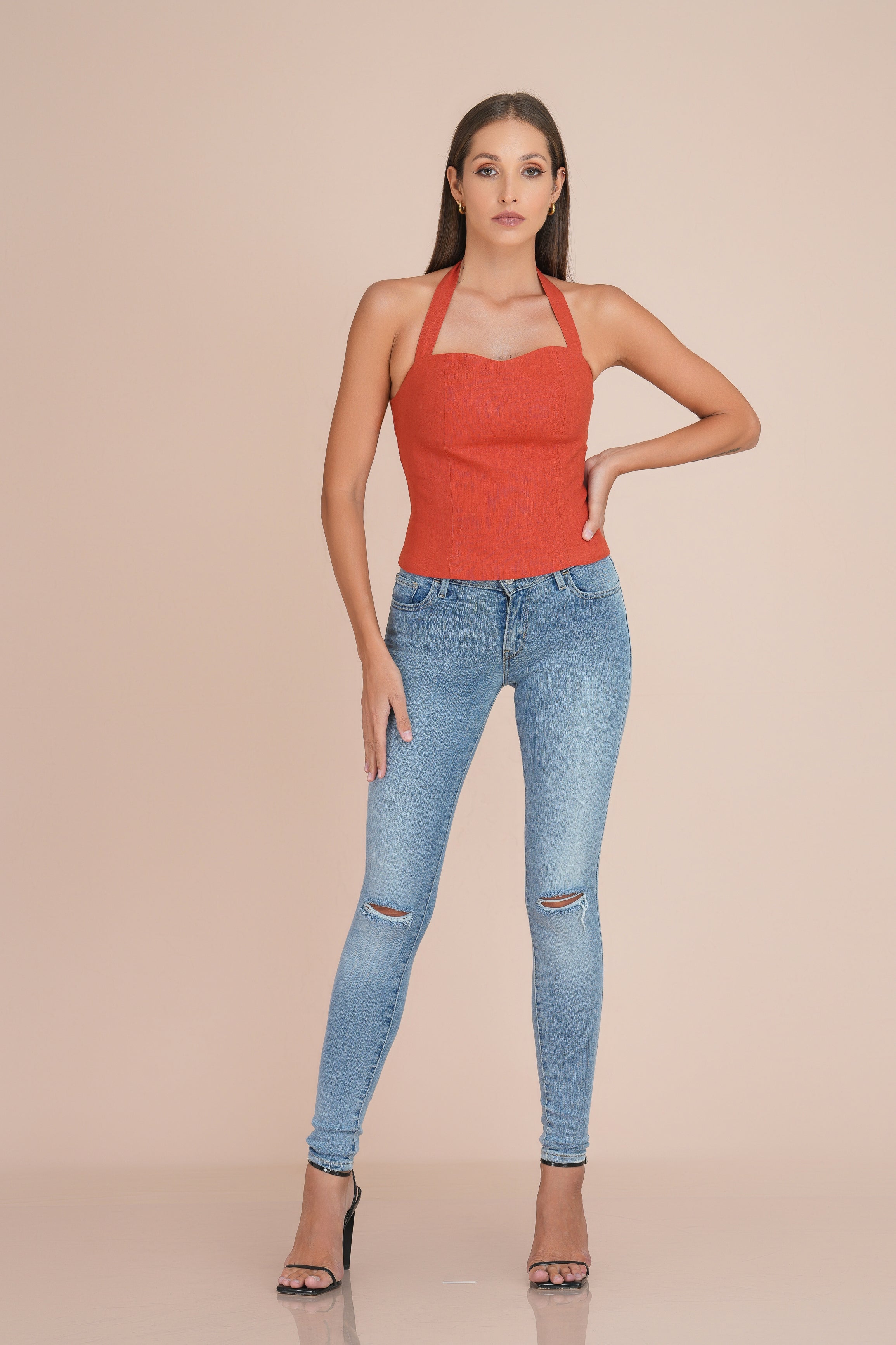 Gianna linen halter top