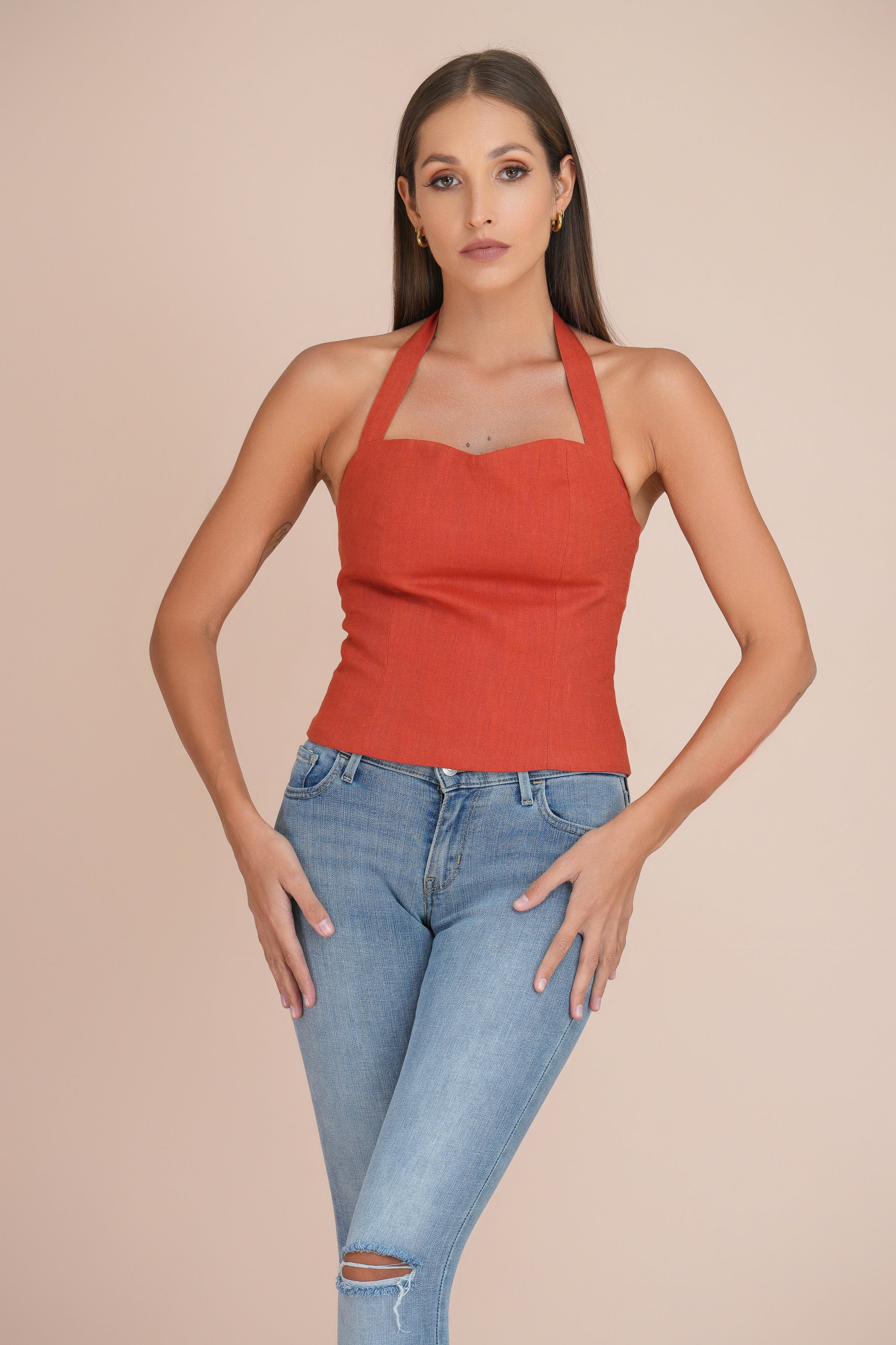 Gianna linen halter top