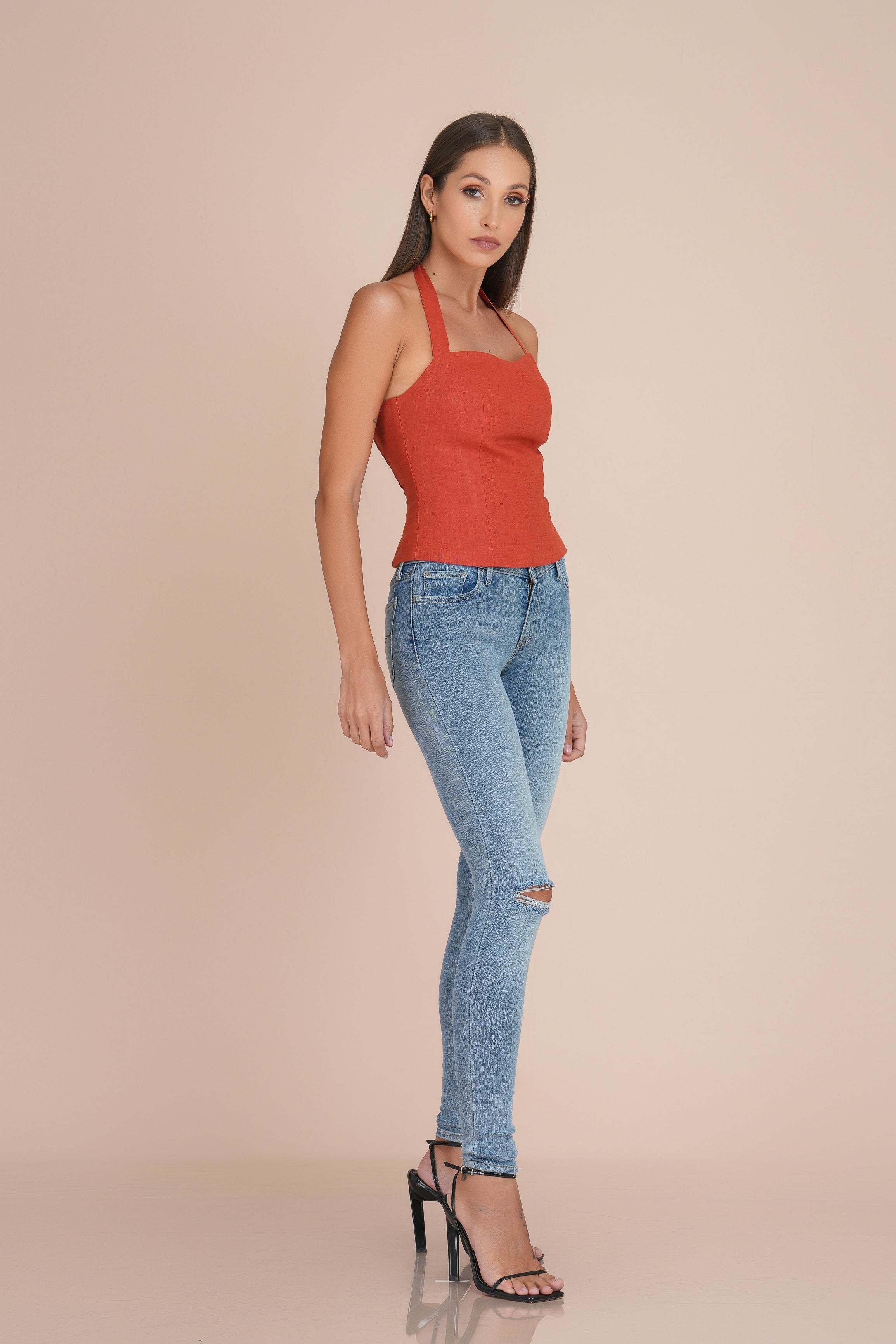 Gianna linen halter top