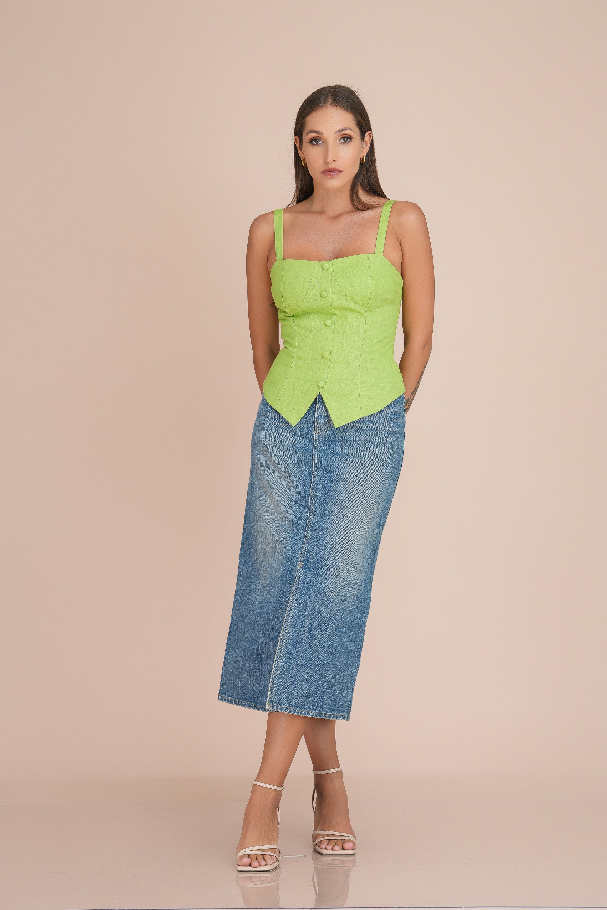 olivia linen bustier top