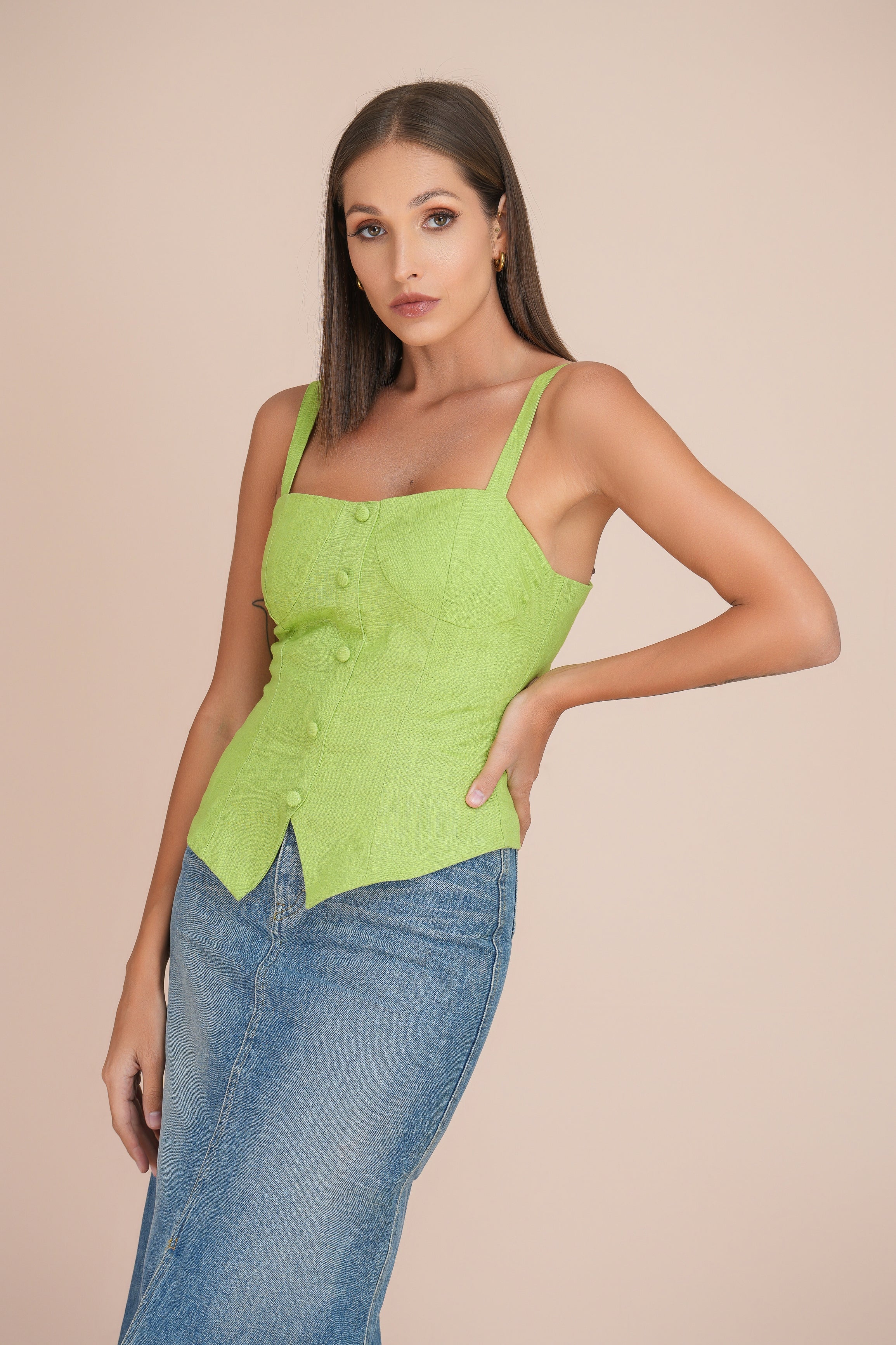 olivia linen bustier top