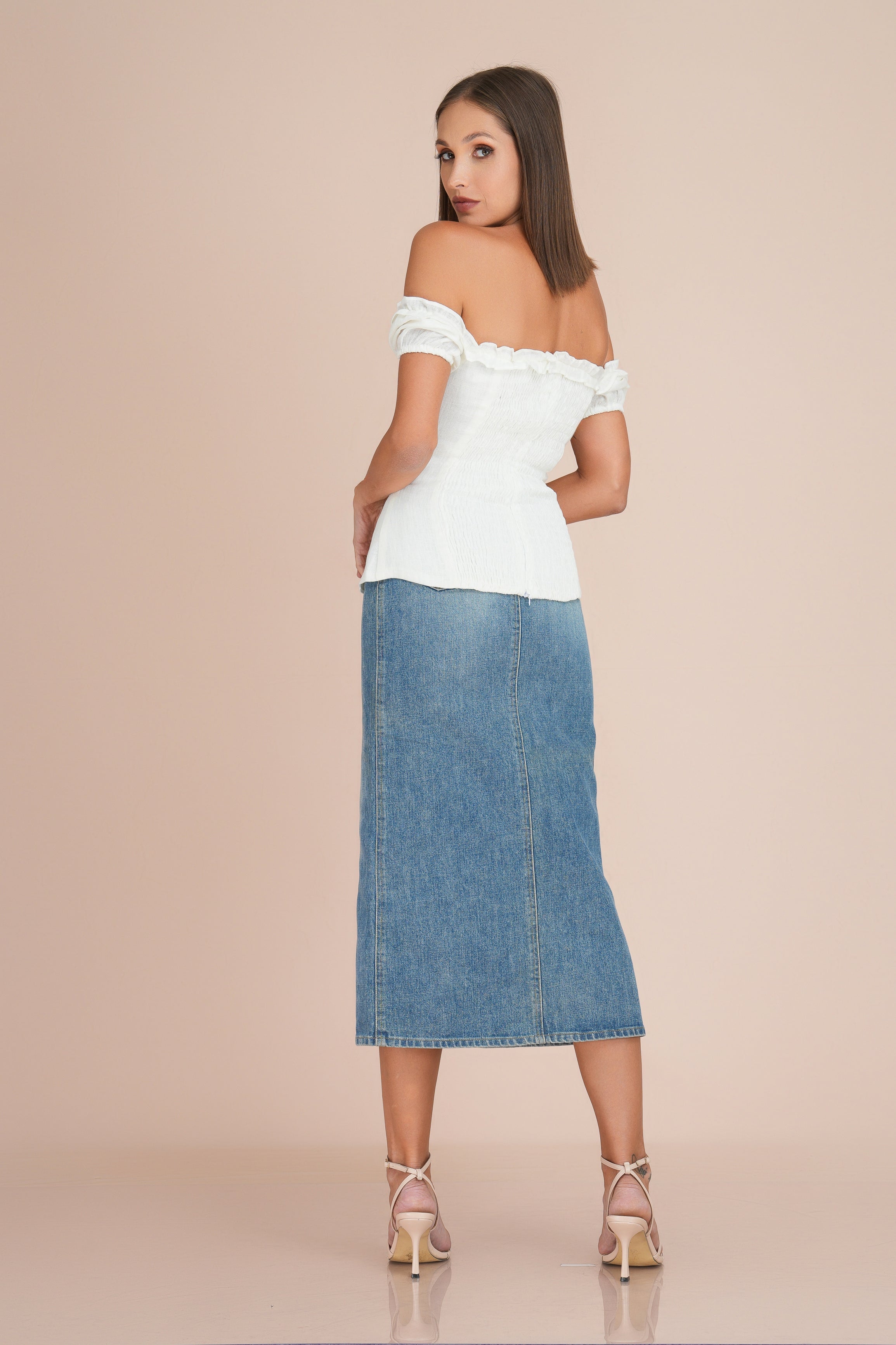 Dion off the Shoulder Linen Blouse