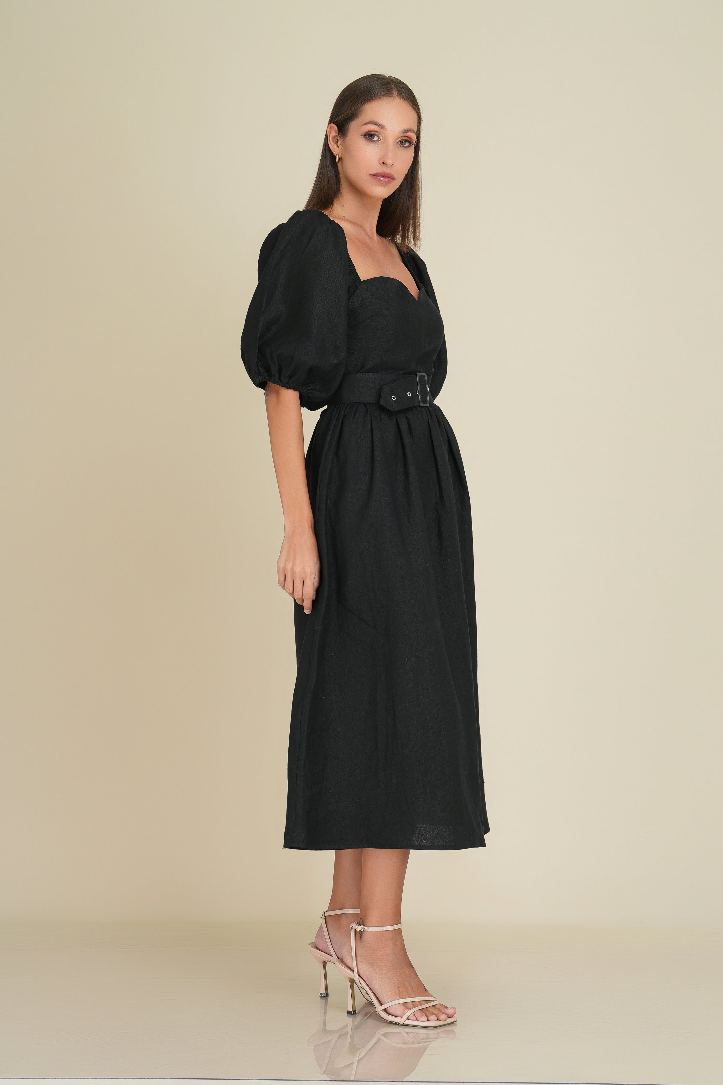 Kaleen linen maxi dress with belt