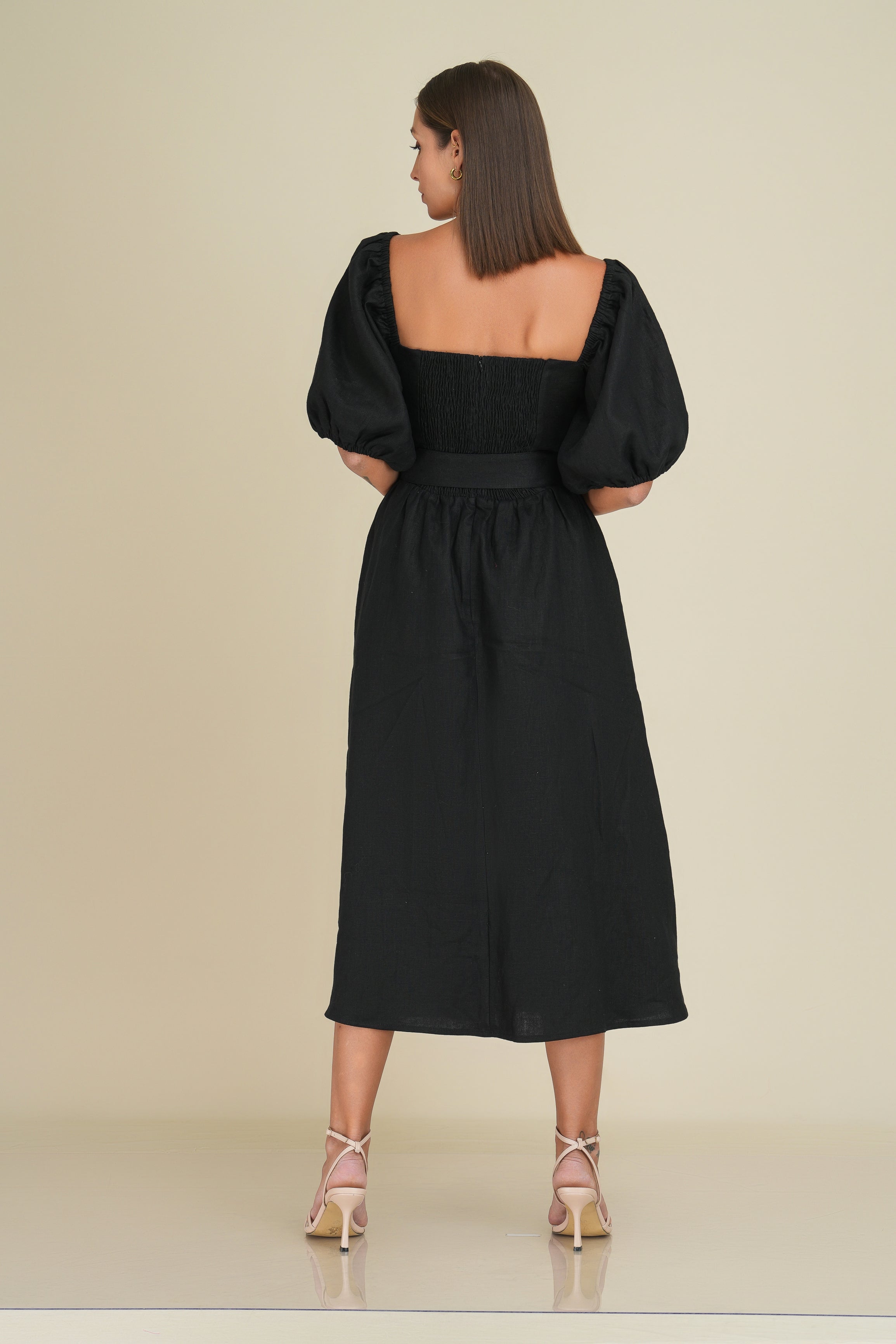 Kaleen linen maxi dress with belt