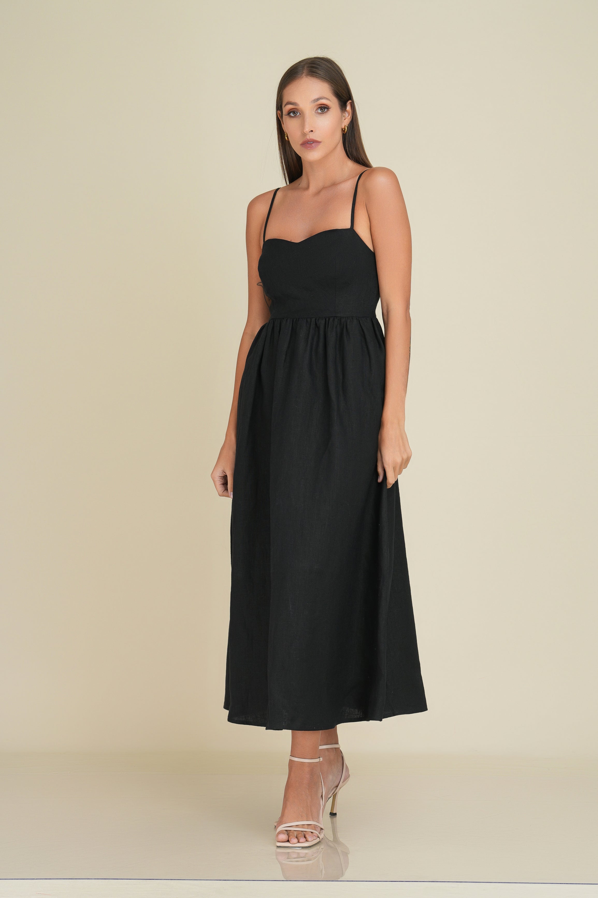 Yvette Midi Linen Dress