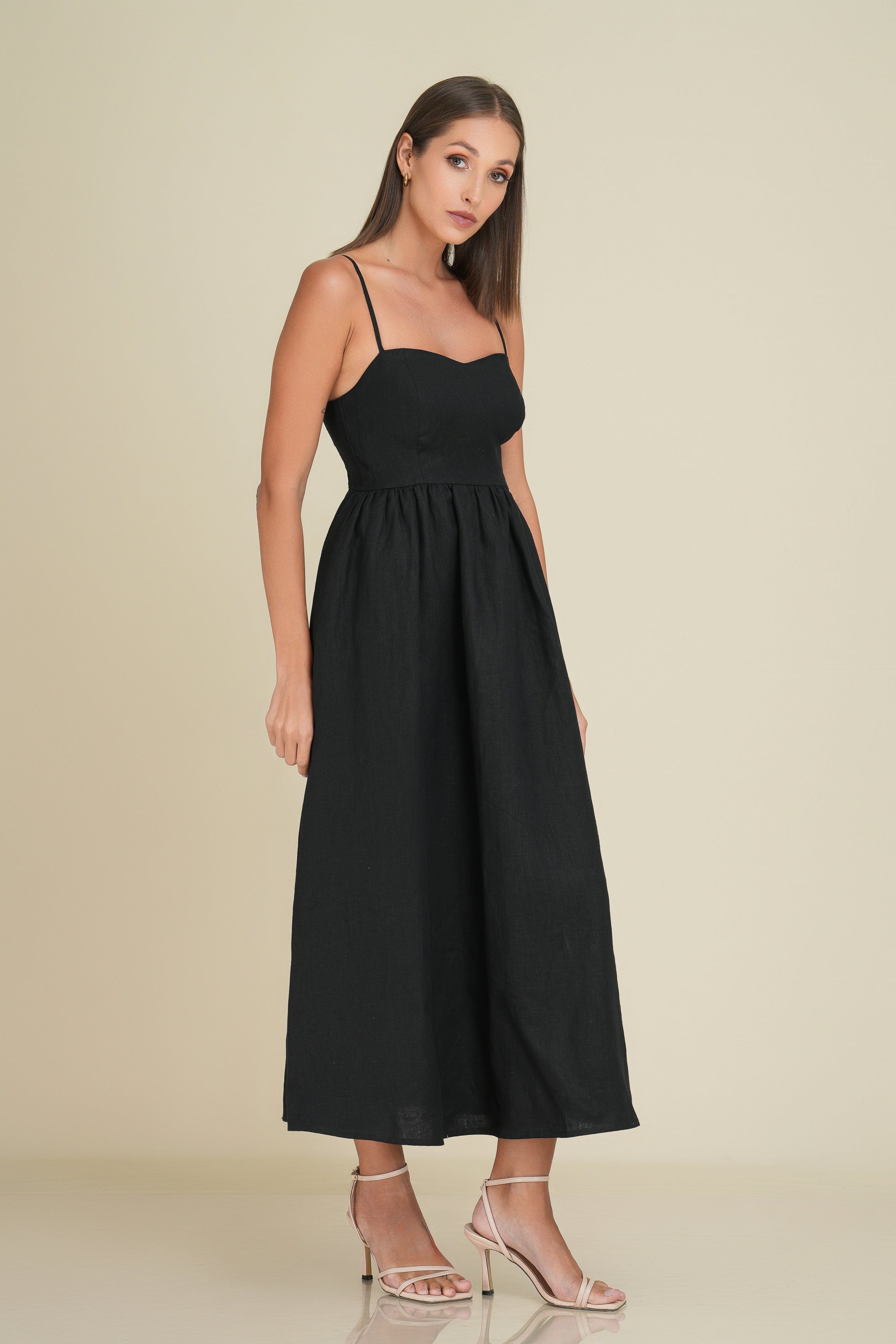 Yvette Midi Linen Dress