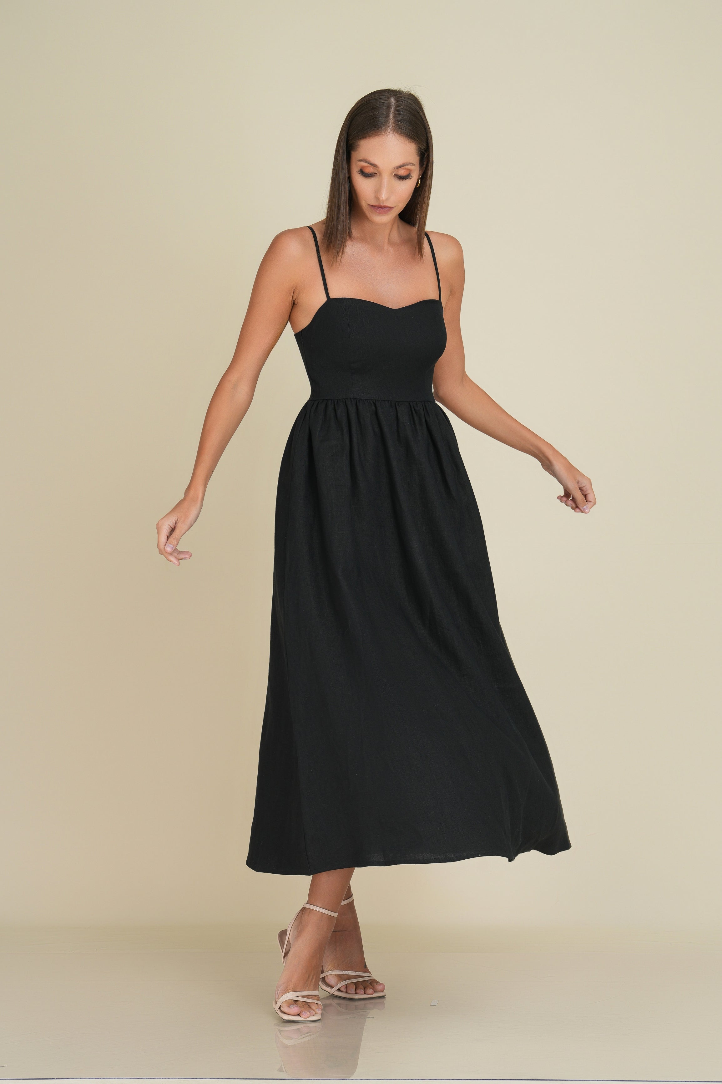 Yvette Midi Linen Dress