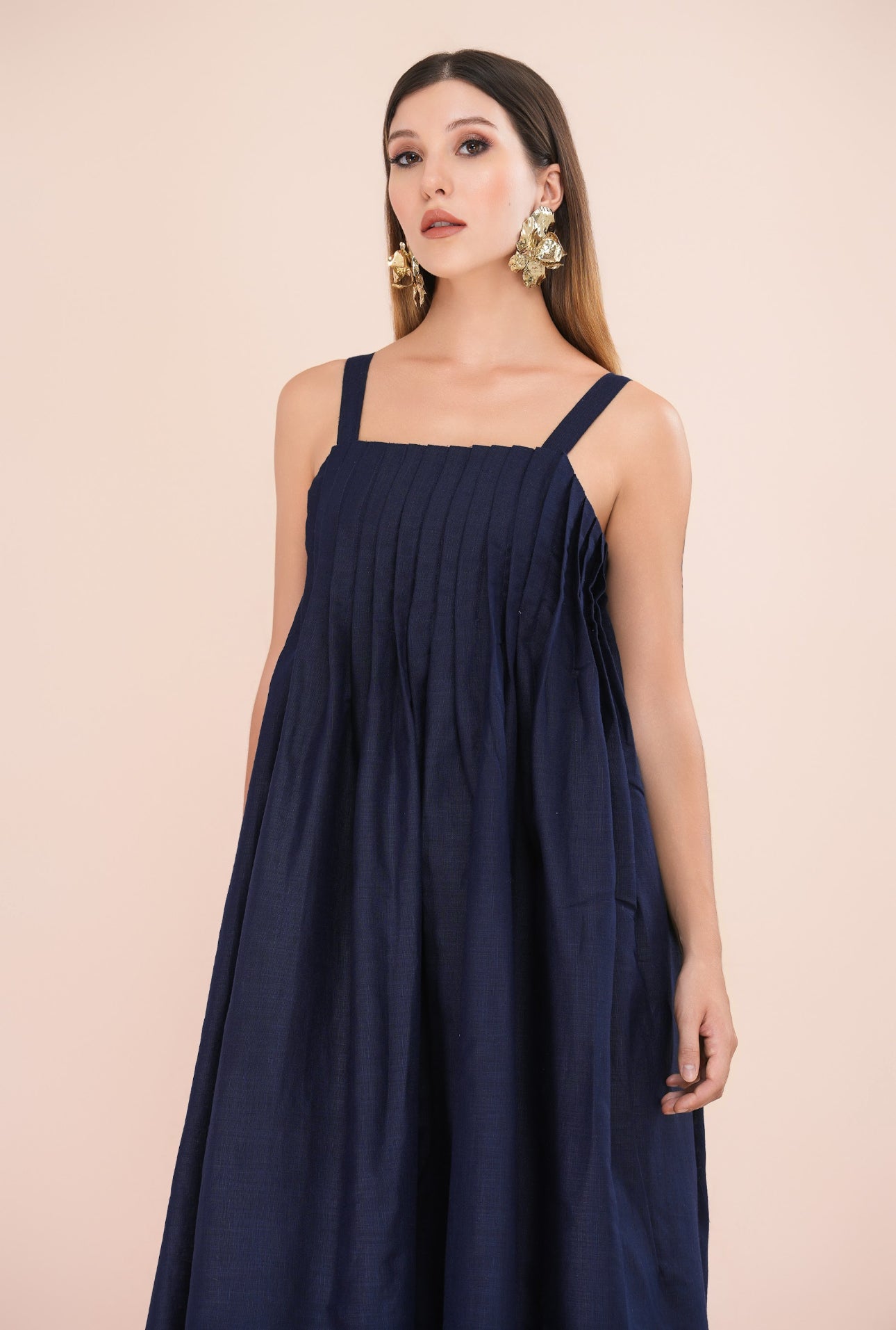 Letty pleated linen midi