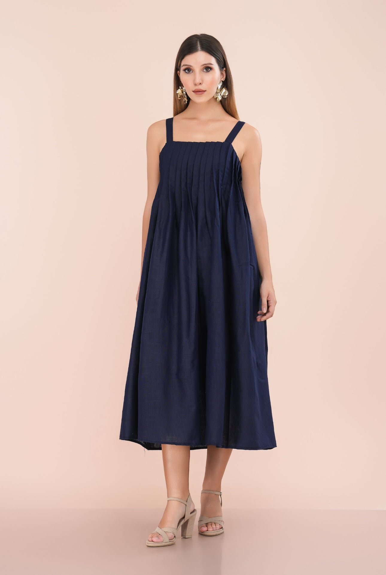 Letty pleated linen midi
